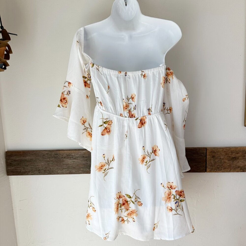 Lulus Floral Dress Mini Butterfly‎ Sleeves Square neck S - Picture 5 of 6